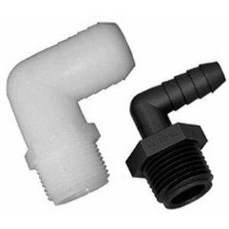 GREEN LEAF El3410p 3/4 in.Mptx1 in. Barb 90dgree Elbow Blk Polypropylene 272105057